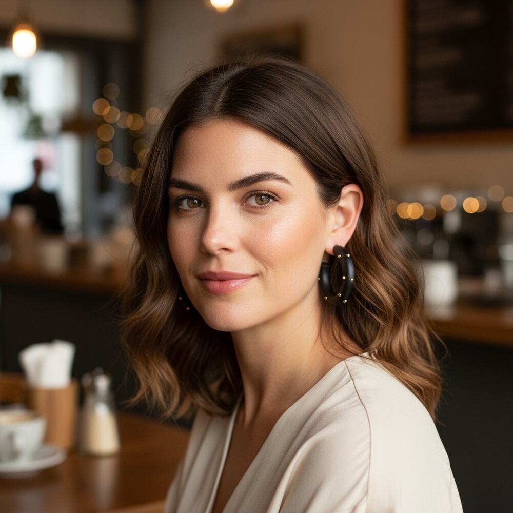 Plunder Brown Hoop Earrings Gold Stud Accents Large Statement Earrings